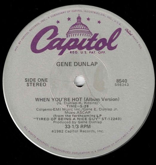Gene Dunlap - When You're Hot b/w Single Version - Capitol 12"