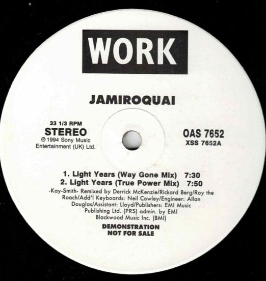 Jamiroquai - Light Years - Work DJ 12"