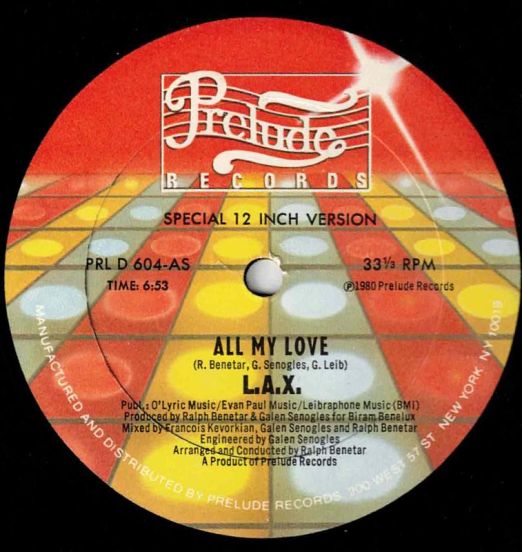 L.A.X. - All My Love b/w Thanks But No Thanks - Prelude 12"