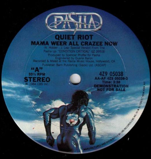 Quiet Riot - Mama Weer All Crazee Now - Pasha DJ 12"