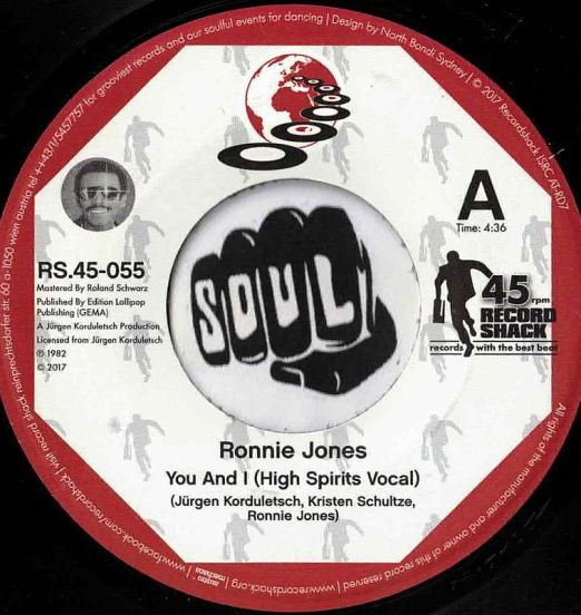 Ronnie Jones - You And I (High Spirits Vocal) b/w High Spirits Dub - Record Shack AT 7"