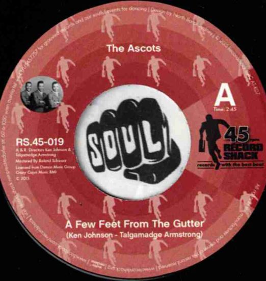 The Ascots - A Few Feet From The Gutter b/w Gloria Edwards - My Love Is Getting Stronger - Record Shack AT 7"
