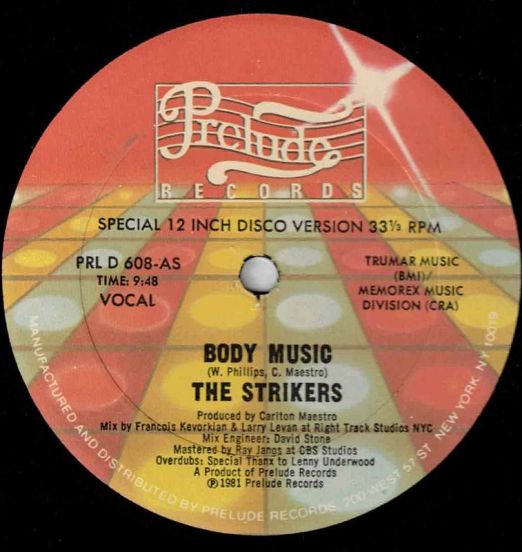 The Strikers - Body Music b/w Instrumental - Prelude 12"
