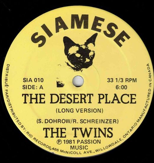 The Twins - The Desert Place b/w Night, Lights And Shadows - Siamese CAN 12"