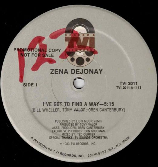 Zena Dejonay - I've Got To Find A Way - TVI DJ 12"