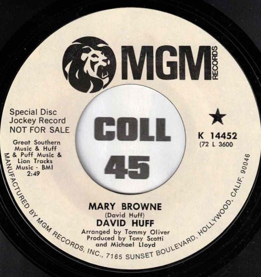 David Huff - Mary Browne b/w When It Rains - MGM DJ 7"