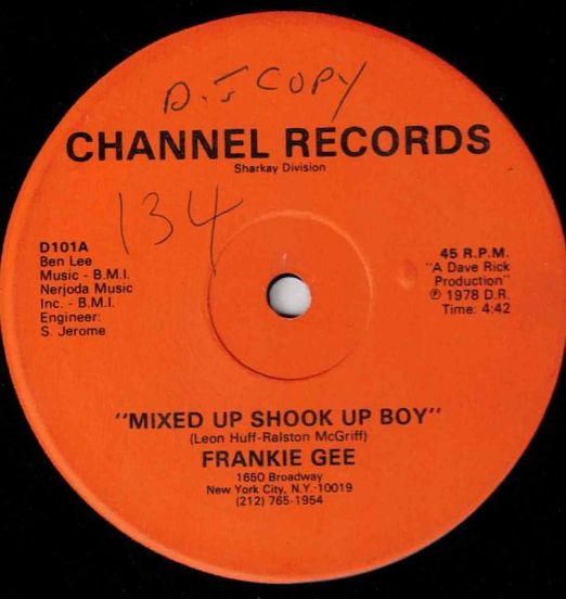 Frankie Gee - Mixed Up Shook Up Boy b/w Spirits Of The Party - Channel 12"