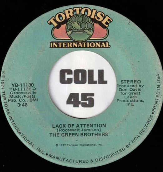 The Green Brothers - Lack Of Attention b/w Sweet Lovin’ Woman - Tortoise 7″