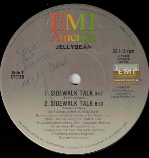 Jellybean - Sidewalk Talk b/w The Mexican - EMI 12"