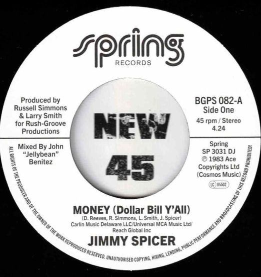 *OUT NOW* Jimmy Spicer - Dollar Bill Y'All b/w Instrumental - Bgp UK 7"
