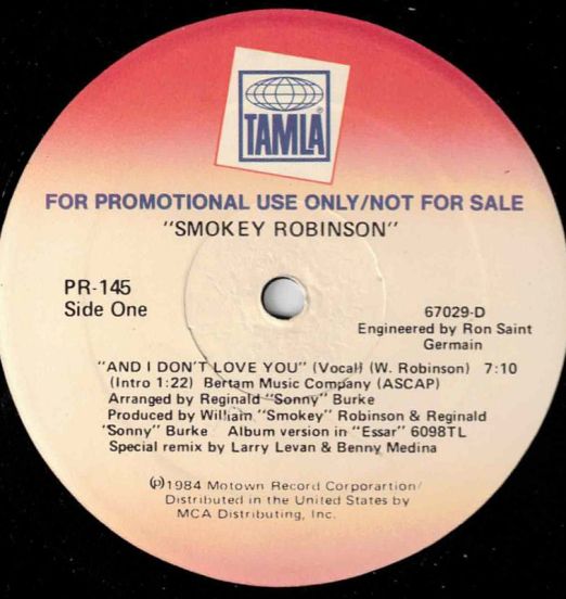 Smokey Robinson - And I Don't Love You b/w Instrumental - Tamla 12"