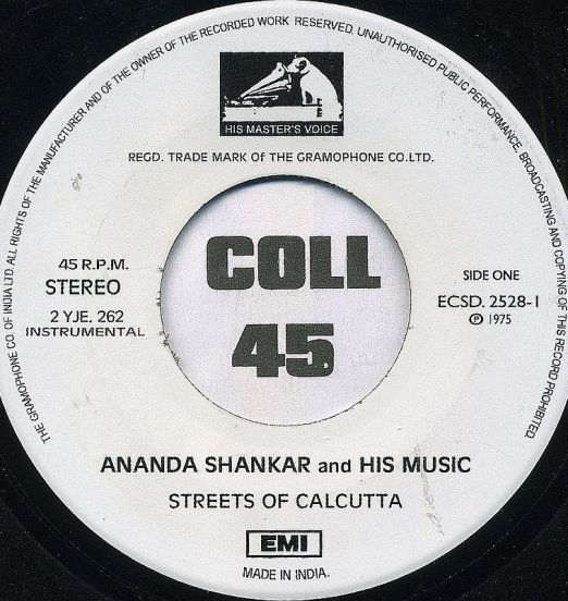 Ananda Shankar And His Music - Streets Of Calcutta b/w Dancin' Drums - His Masters Voice DJ 7"