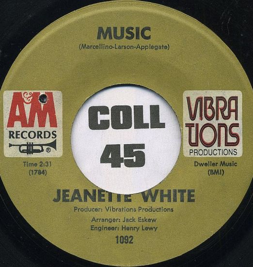 Jeanette White - Music b/w No Sunshine - A&M 7"