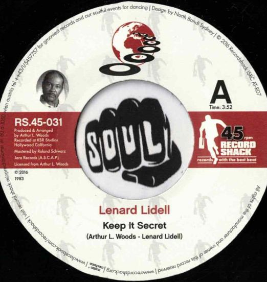 Lenard Lidell - Keep It Secret b/w When You've Fallen Out Of Love - Record Shack AT 7"