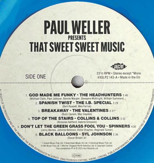 PaulWellerPresentsSweetMusic-AceLPBlueYolkVinylLABELAPROTO