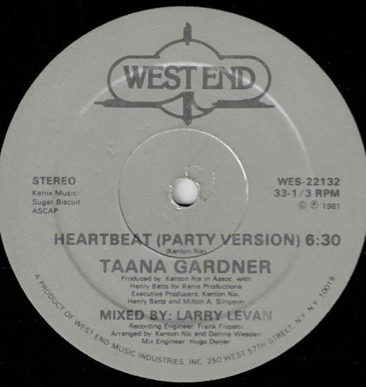 Taana Gardner - Heartbeat Club Version b/w Party Version - West End 12"
