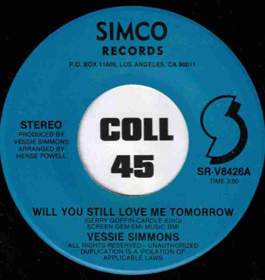 Vessie Simmons - Will You Still Love Me Tomorrow b/w Instrumental - Simco 7"