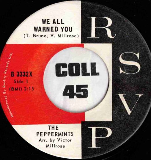 The Peppermints - We All Warned You b/w Peppermint Jerk - RSVP 7"