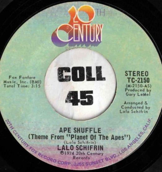 Lalo Schifrin - Ape Shuffle (Theme From 'Planet Of The Apes') b/w Escape From Tomorrow - 20th Century 7"