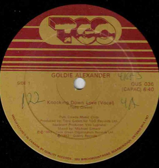Goldie Alexander - Knocking Down Love b/w Instrumental TGO CAN 12"