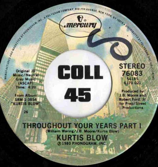 Kurtis Blow - Throughout Your Years Part I b/w Throughout Your Years Part II - Mercury 7"