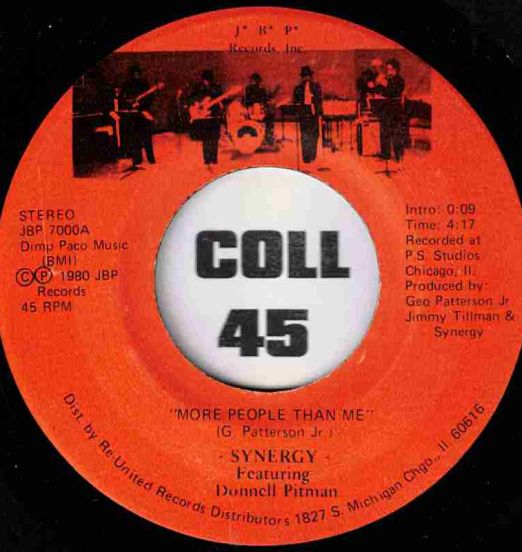 Synergy Feat. Donnell Pitman - More People Than Me b/w Can You Feel It - JPB 7"