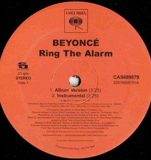 Beyoncé - Ring The Alarm - Sony Urban DJ 12"