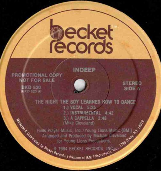 Indeep - The Night The Boy Learned How To Dance - Becket DJ 12"