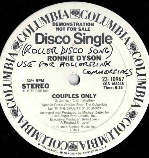 Ronnie Dyson - Couples Only b/w Same  - Columbia DJ 12"