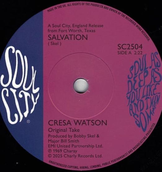 Cresa Watson - Salvation b/w Robert Thomas - Salvation - Soul City UK 7"