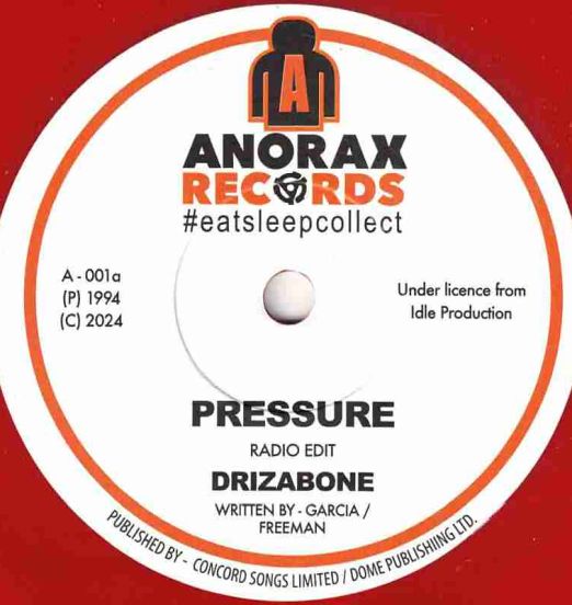 Drizabone - Pressure (Radio Edit) b/w Pressure (Nu-Solution Remix Edit) - Anorax UK Red Vinyl 7"