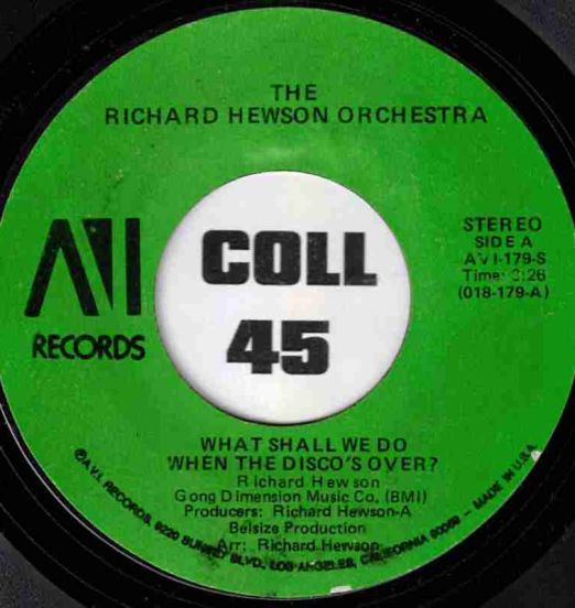 The Richard Hewson Orchestra - What Shall We Do When The Disco's Over? b/w Touch My Love - AVI 7"