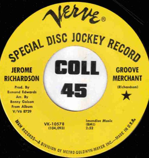 Jerome Richardson - Groove Merchant b/w Knock On Wood - Verve DJ 7"