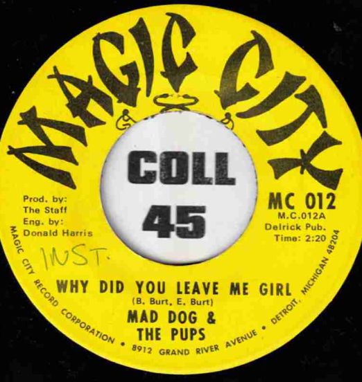 Mad Dog & The Pups - Why Did You Leave Me Girl b/w The Soulful Hounds - Instrumental - Magic City 7"