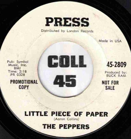 The Peppers - Little Piece Of Paper b/w It Wouldn't Be The Same - Press DJ 7"