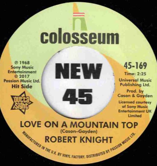 Robert Knight - Love On A Mountain Top b/w Everlasting Love - Outta Sight UK 7"