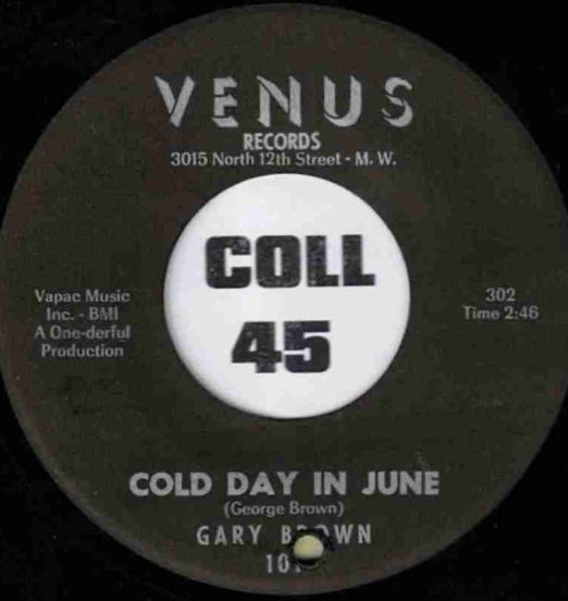 Gary Brown - Cold Day In June b/w Lonely Summer - Venus 7"