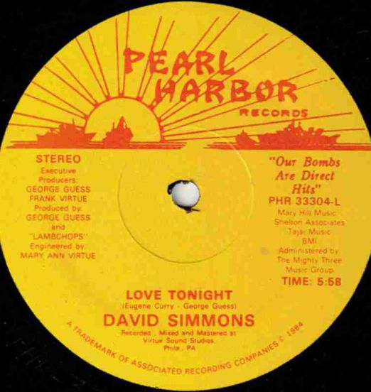 David Simmons - Love Tonight - Pearl Harbor 12"