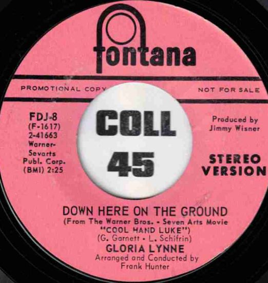 Gloria Lynne - Down Here On The Ground b/w Same - Fontana DJ 7"