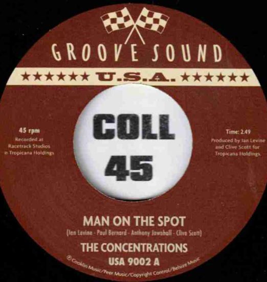 The Concentrations - Man On The Spot b/w Man Overboard - Groove Sound AT 7"