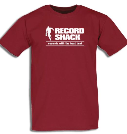 *BACK IN!* Timeless Record Shack Classic White Logo Print On Red Shirt - Record Shack Soulwear AT T-Shirt