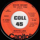 Watts Line – Never Stop Lovin’ Me b/w Never Meant To Love You – Capitol DJ 7″