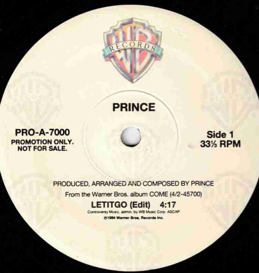Prince - Letitgo (Edit) b/w Letitgo (Album Version) - Warner Bros DJ 12"