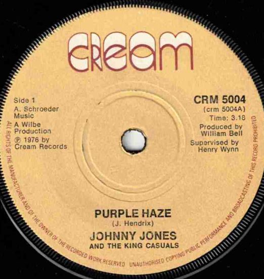 Johnny Jones And The King Casuals ‎– Purple Haze b/w Horsing Around - Cream UK 7"