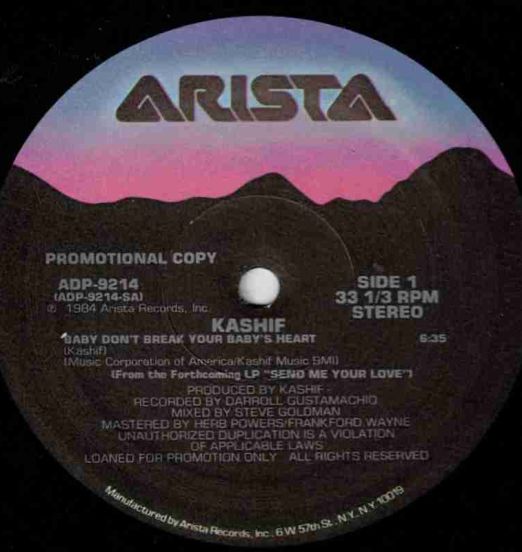 Kashif - Baby Don't Break Your Baby's Heart - Arista DJ 12"