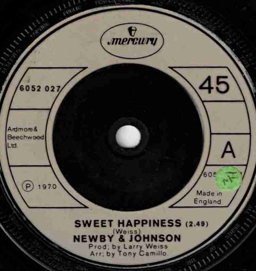 Newby & Johnson – Sweet Happiness b/w I Want To Give You My Everything - Mercury UK 7"