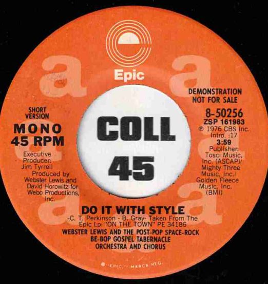 Webster Lewis - Do It With Style b/w Long Version - Epic DJ 7"
