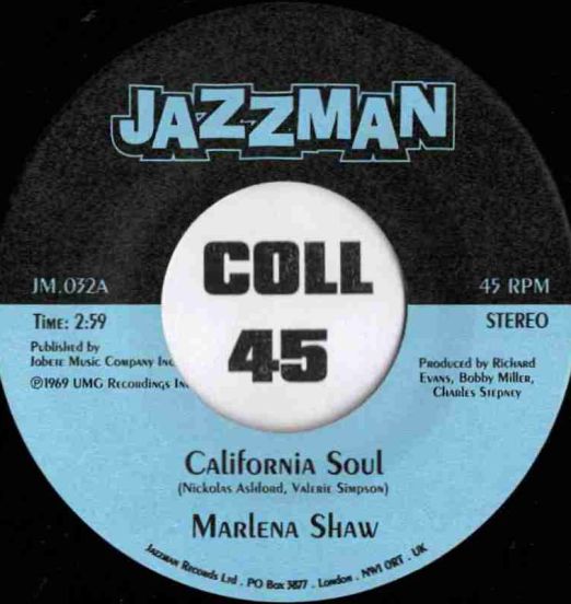 Marlena Shaw - California Soul b/w Wade In The Water - Jazzman UK 7"