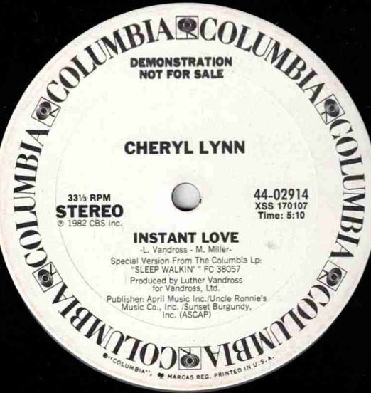 Cheryl Lynn - Instant Love LONG b/w SHORT Version - Columbia DJ 12"