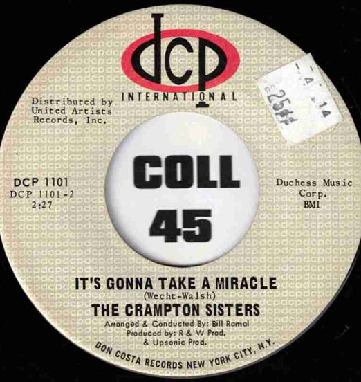 The Crampton Sisters - If You Were The Only Boy In The World b/w It's Gonna Take A Miracle - DCP 7"